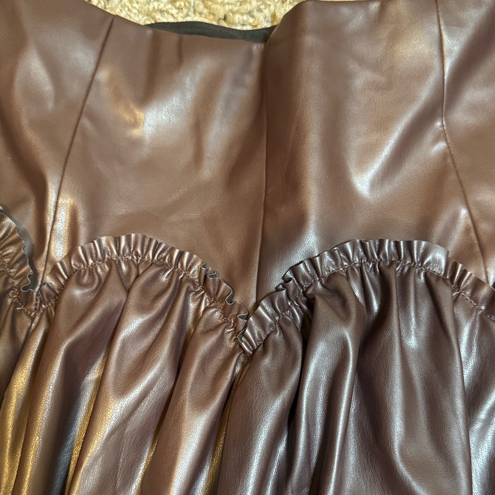 Mare Mare Anthropologie Basque Waist Faux Leather Maxi Skirt size Large - Picture 9 of 15